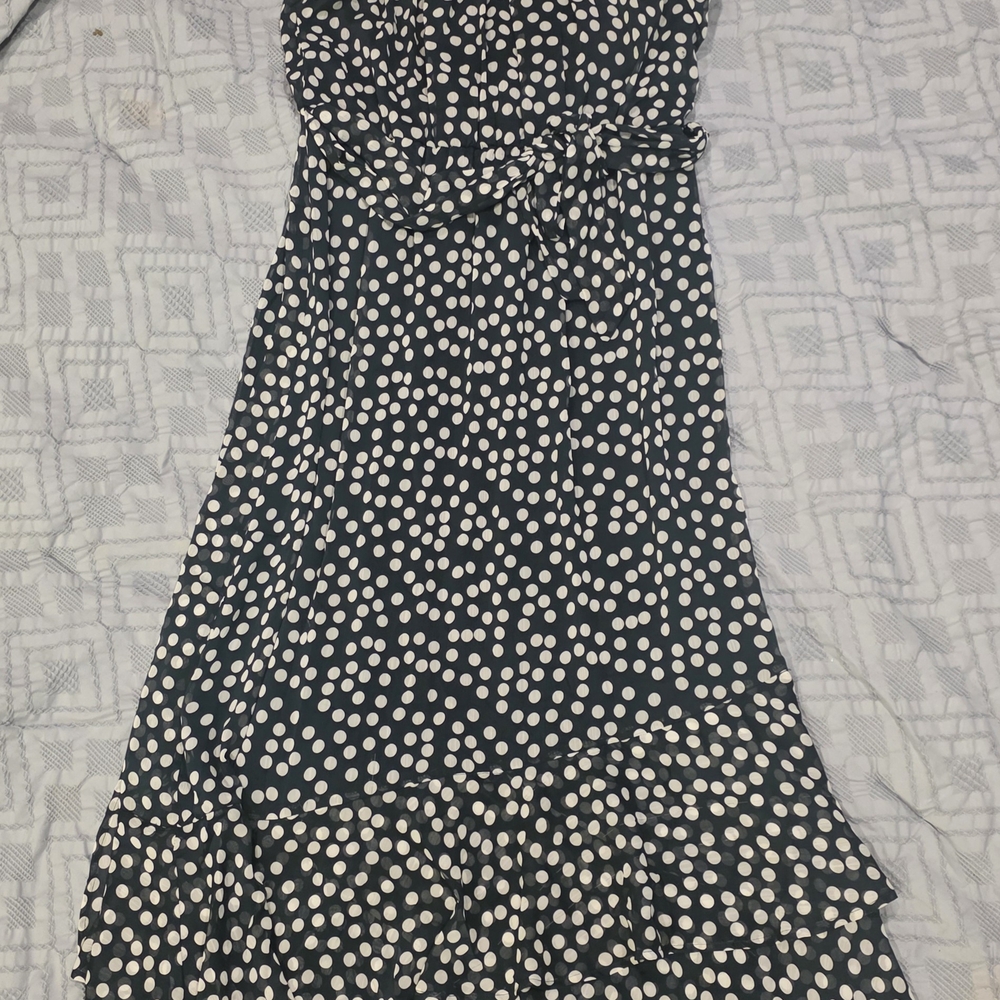 Calvin Klein Green and White Polka Dot Dress